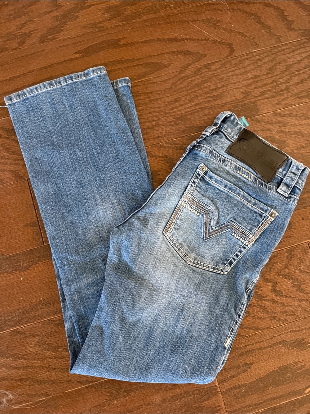 Men's Slim Straight Jeans in Medium Blue with Subtle Fading